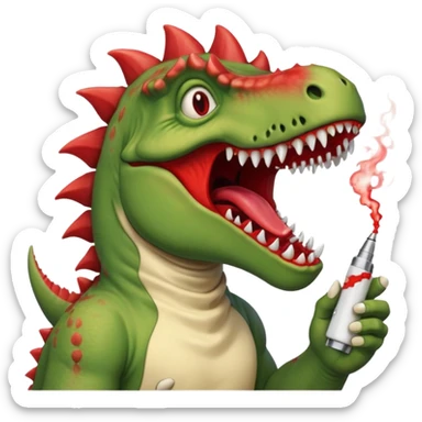 jesus has rabies and is also a dinosaur hitting a vape sticker