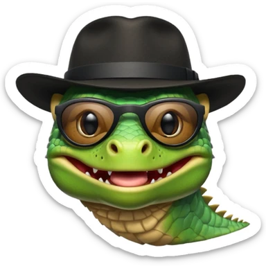 capitalist iguana head with black reflex sunglasses and hat smiling sarcastically sticker