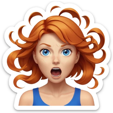 middle of face turning in to a black swirling vortex scream female ginger hair blue eyes sticker