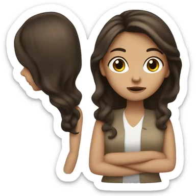 Brunette girl, trying to make a decision sticker