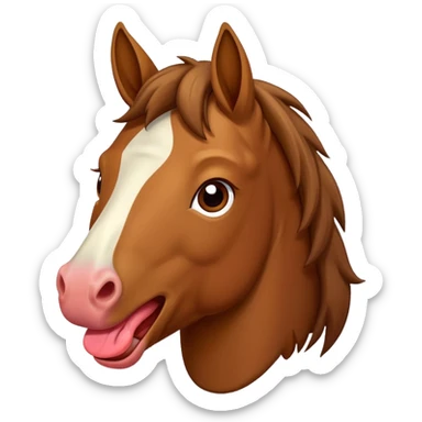 a horse sticking out his tounge sticker