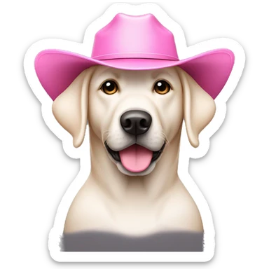 a white lab in a pink cowboy hat  sticker