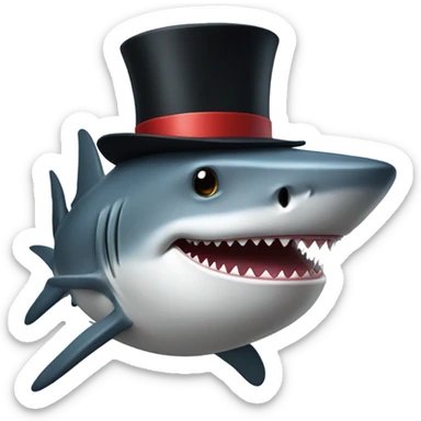 Shark with a top hat sticker