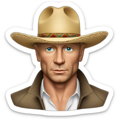 Daniel Craig handsome wearing a sombrero sticker