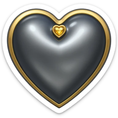 Dark grey metallic heart lined with gold gems sticker