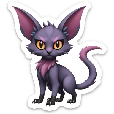 dark edgy dull pointy edgy Noivern-Noibat-Purloin-Torracat-Lykoi-Caracal-bat-cat-Fakemon-fusion-hybrid-creature sticker