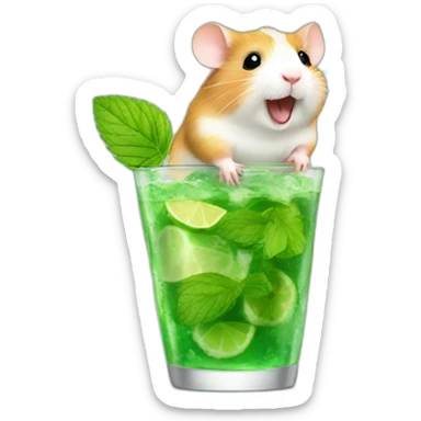 hamster running on a weel drinking mojito sticker