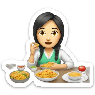 Asian women marketer who love food sticker