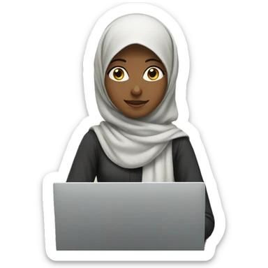 girl in hijab sitting at laptop sticker