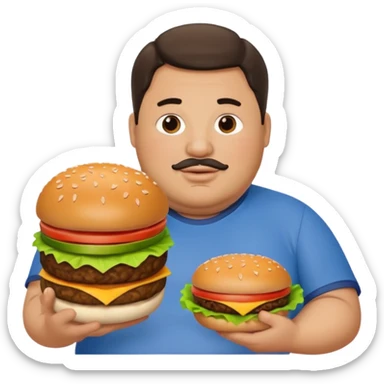 fat guy holding burger sticker
