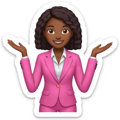 Darkskin black woman wearing a pink suit sticker