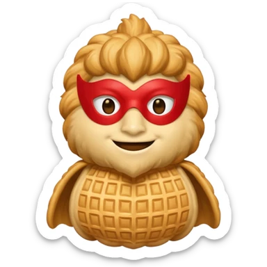 a hero who wear Waffle costume  with a hero mask  sticker