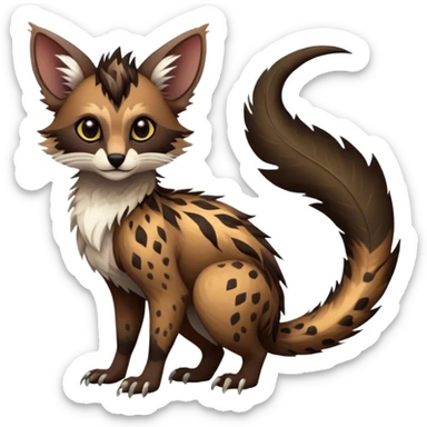 Feral Rare Fantasy dark tropical Vernid-Trico-species by LiLaiRa, random markings, tufted tail, tufted ears, full body sticker