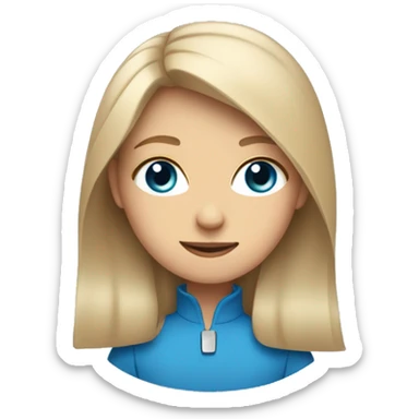 a girl with a two nate on each side is a lock of hair that sticks out in front, beige skin, blue eyes, thin face and thin eyes sticker