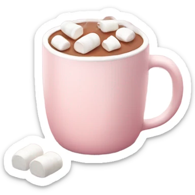 Light Pink mug of hot chocolate with marshmallows  sticker