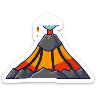 colorful cartoon sticker of a smiling volcano sticker