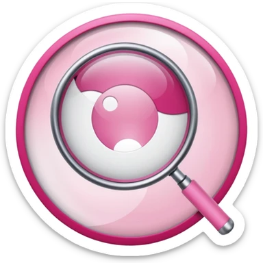 mix light pink dark pink and white girly internet circle with a magnifying glass sticker