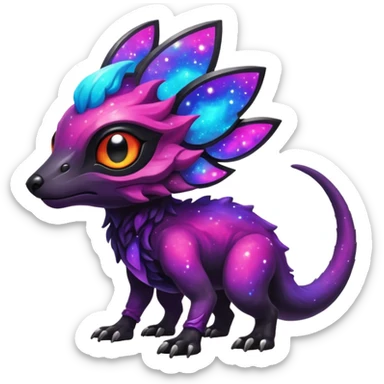 Epic Edgy Cute Colorful Vibrant Dark Nebula Modern Vernid-Protogen-creature-animal, full body sticker