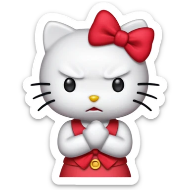 hello kitty with clenched fists, angry face sticker