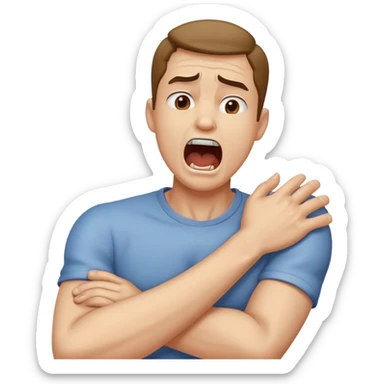 Arms crossed choking neck screaming guy sticker