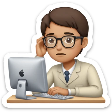 meme of tired person at computer  sticker