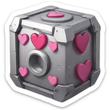 companion cube with heart sticker