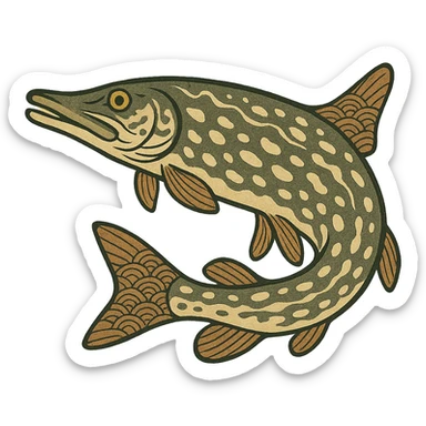 ukiyo-e style pike fish sticker