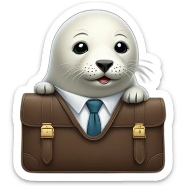 White young seal in tie and with briefcase and closed eyes sticker