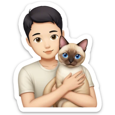 Asian gay couple with siamese cat sticker