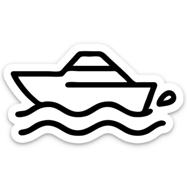 outline icon of a speedboat splashing water sticker