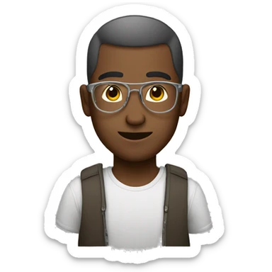 Buzz cut brun guy with glas sticker