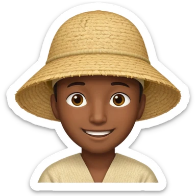 Asian guy with a rice hat, eyes barely open sticker