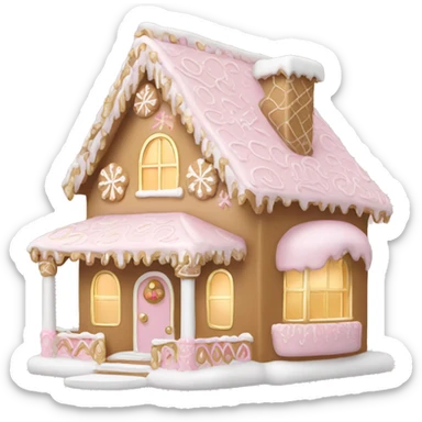 light pink and gold and white gingerbread house sticker