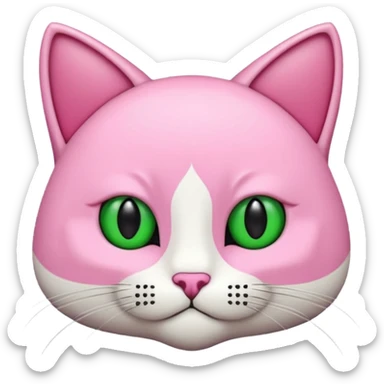 Bir siyah renkli kedi gözleri yeşil ve oturuyor boynunda pembe tasma var sticker