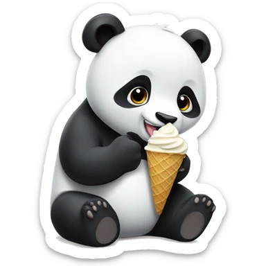 Panda eating ice cream sticker