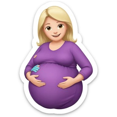 very heavily pregnant overdue woman with super  huge belly sticker