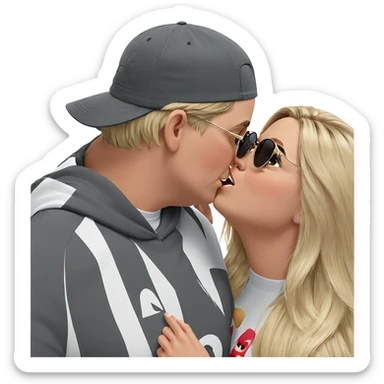 blonde girl with boys kissing sticker