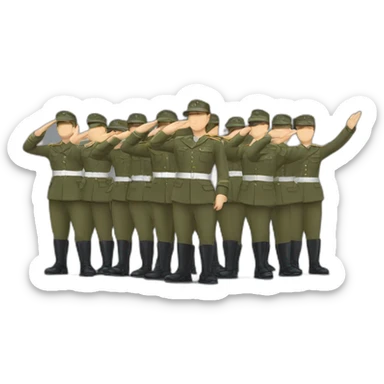 A line of soldiers saluting  sticker