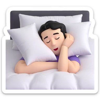 man with black hair drooling while sleeping with his head on a pillow, 3D emoji style sticker