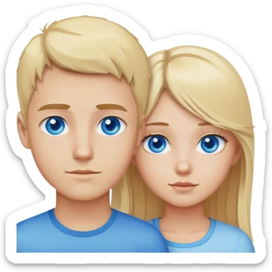 Blonde hair blue eyes brother and sister  sticker