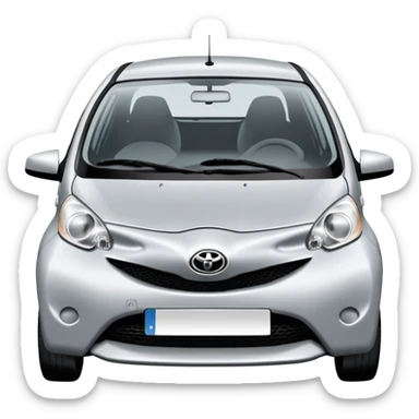 2008 silver Toyota Aygo with dead eyes sticker