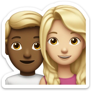 brown haired girl hugged a blonde haired boy  sticker
