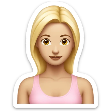 blonde yoga girl light pink clothes n sticker