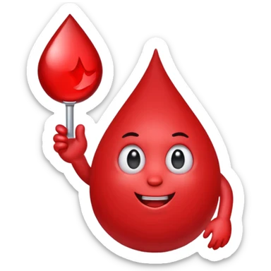 blood drop character holding a BRB sign sticker