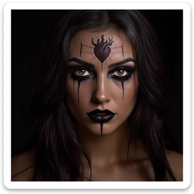 gothic heart with a spiderweb, professional photography style sticker