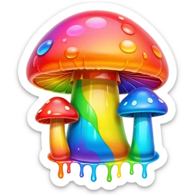 gummy neon rainbow melting mushroom  sticker