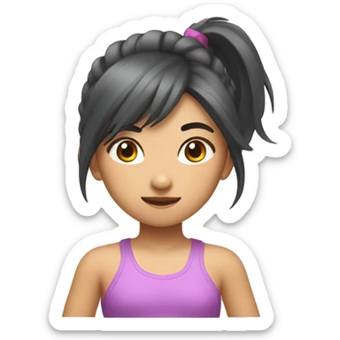 Chinese girl with medium hair flexing sticker