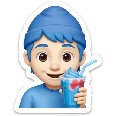 smurf drinking slurpee sticker