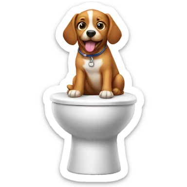 Dog sitting on toilet   sticker