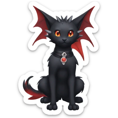 Kawaii cool edgy beautiful black red ethereal fantasy nargacuga-noivern-cat-Fakemon collar harness full body sticker